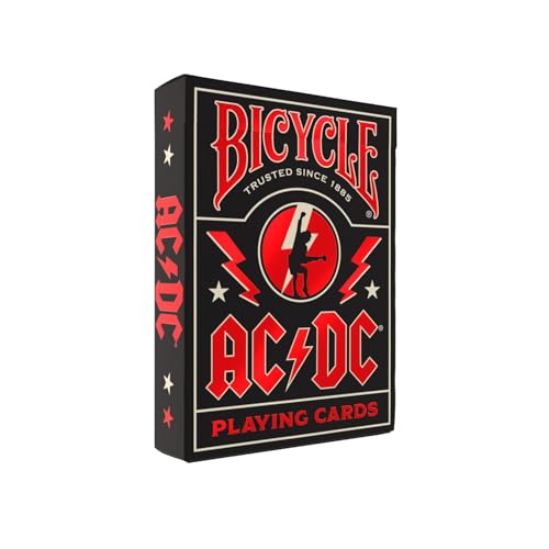 ACDC Playing Cards, Features Iconic ACDC Song Titles and Band Designs, Red and Black, 1 Deck