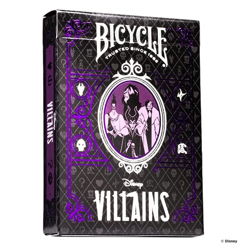 Villains Playing Cards - Features 12 Disney Villains Including Scar, Maleficent, Ursula, and More - Green or Purple Playing Cards (Colors May Vary)