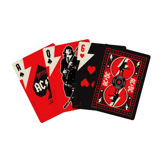 ACDC Playing Cards, Features Iconic ACDC Song Titles and Band Designs, Red and Black, 1 Deck