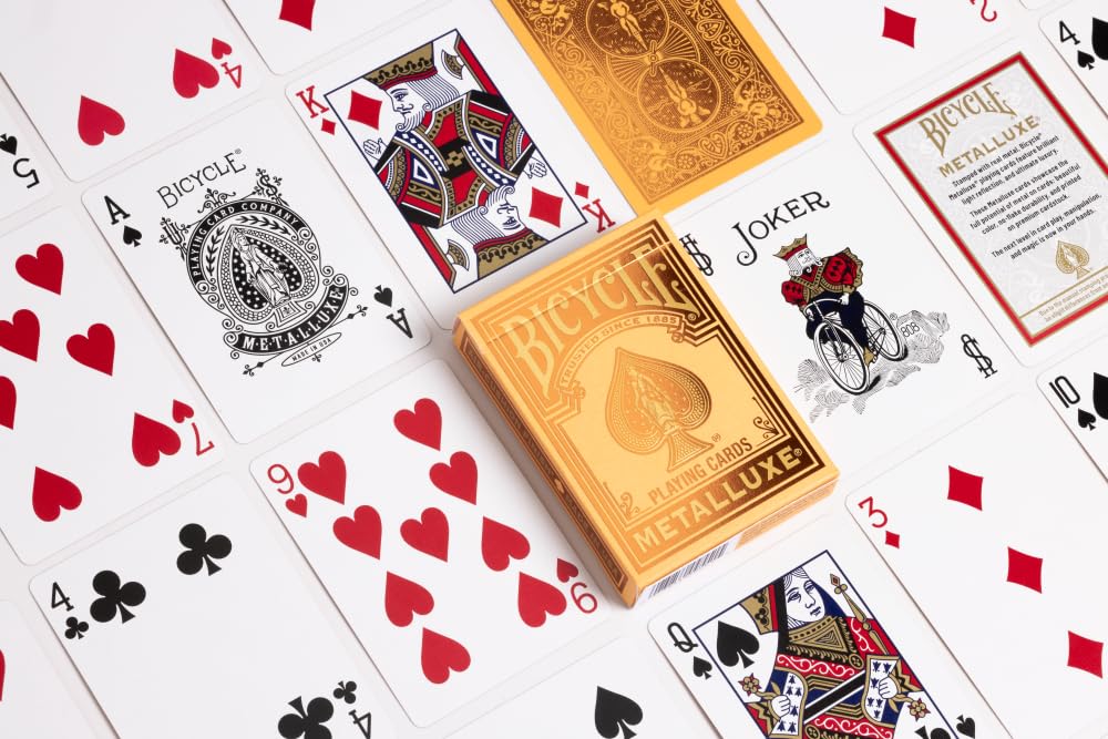 Metalluxe Orange Playing Cards - Premium Metal Foil Finish - Poker Size