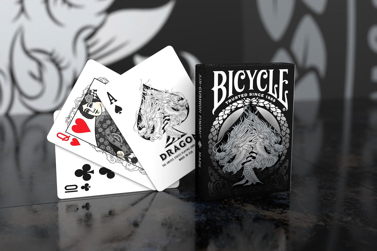 Black Dragon Silver Foil Premium Playing Cards, 1 Deck