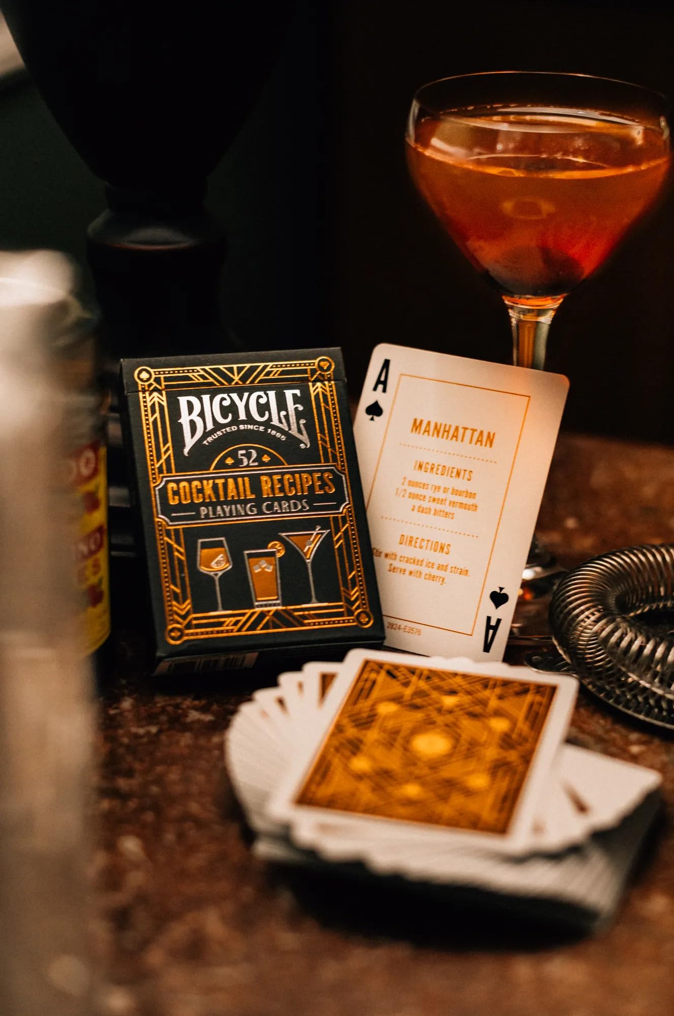 Cocktail Playing Cards, Includes 52 Cocktail Recipes Featuring Old Fashioned, Margarita, Moscow Mule, Daiquiri, and Mojito Cocktail Recipes, 1 Deck