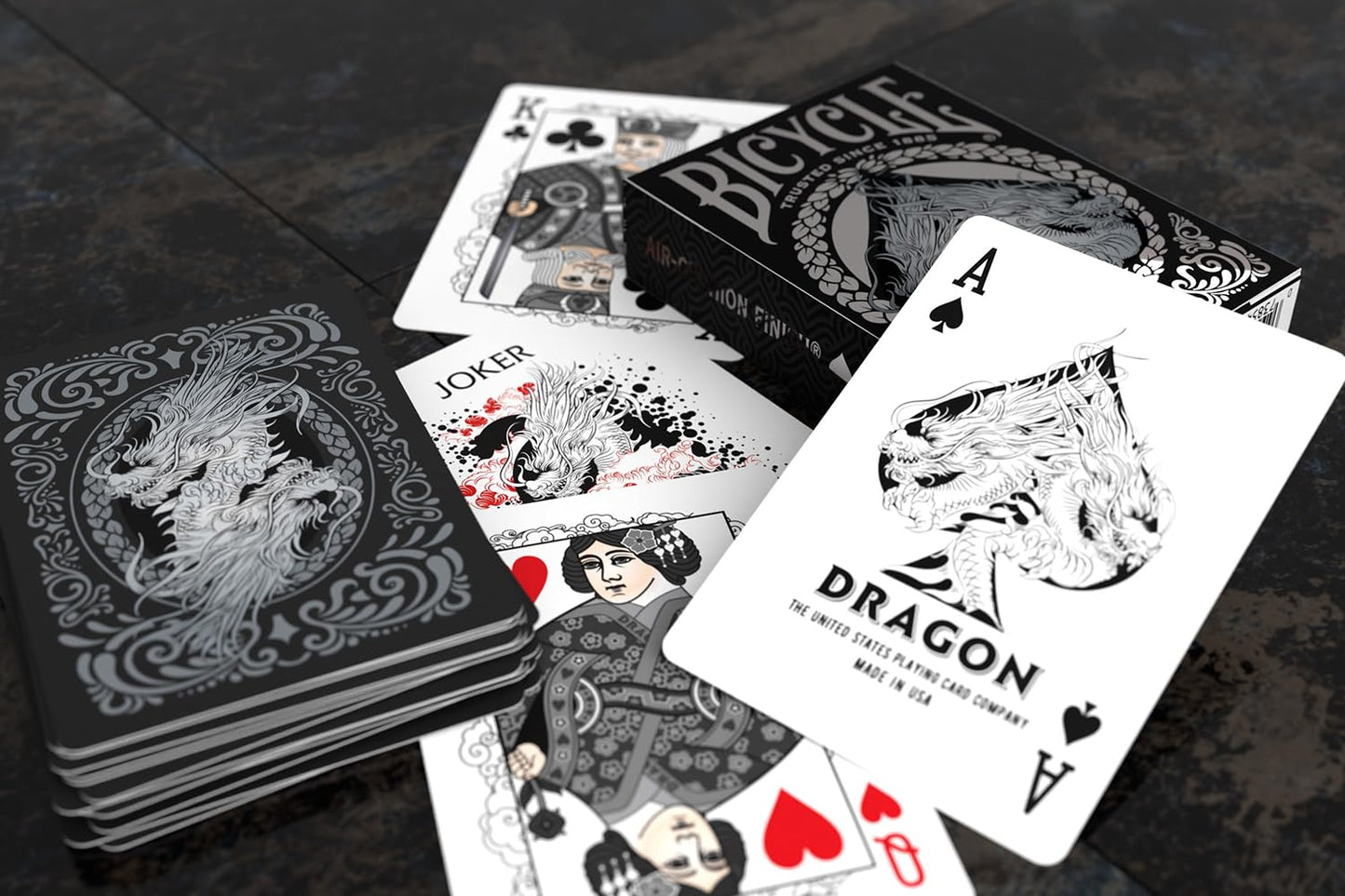 Black Dragon Silver Foil Premium Playing Cards, 1 Deck