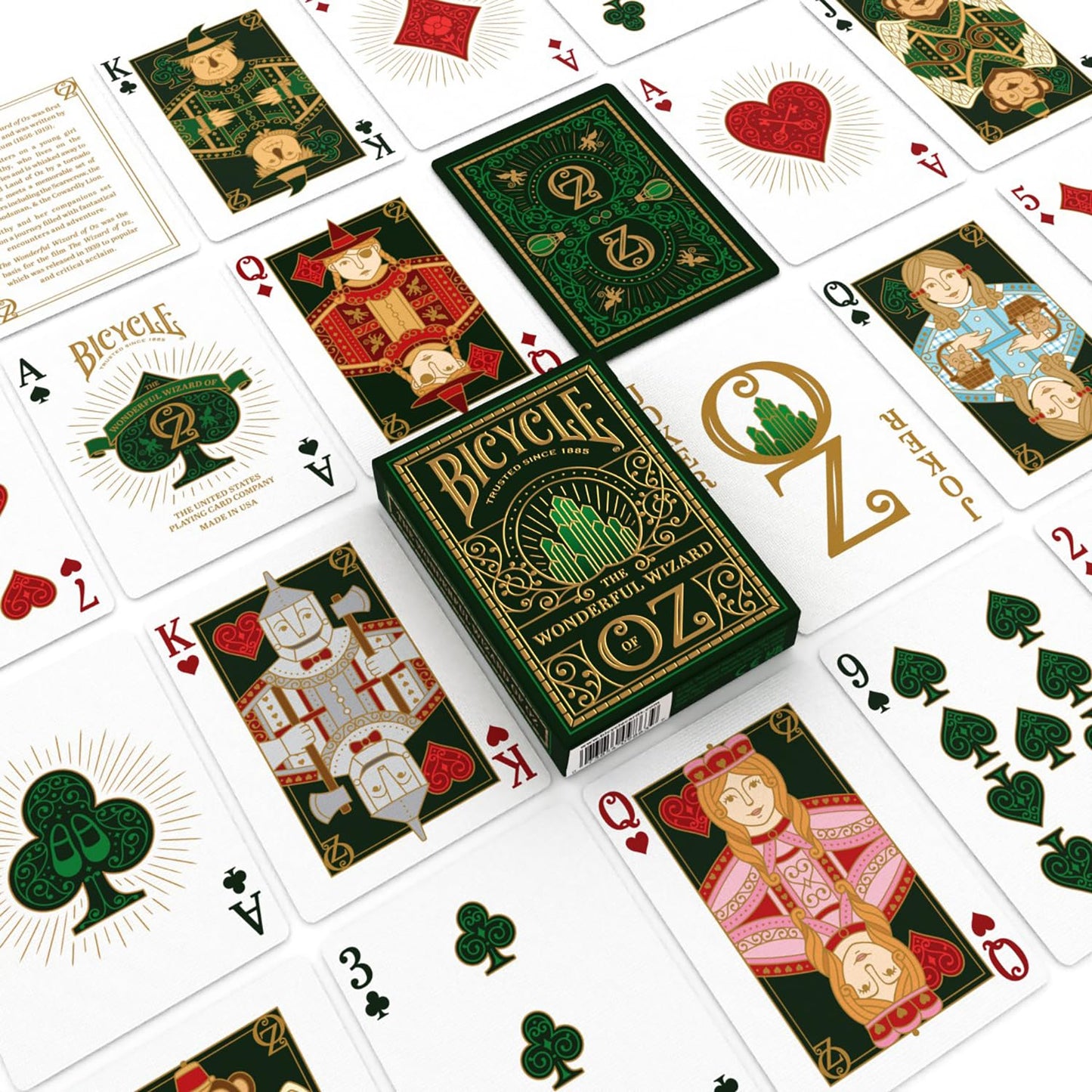 Wizard of Oz Playing Cards, Oz Inspired Playing Card Deck, Emerald and Gold, 1 Deck