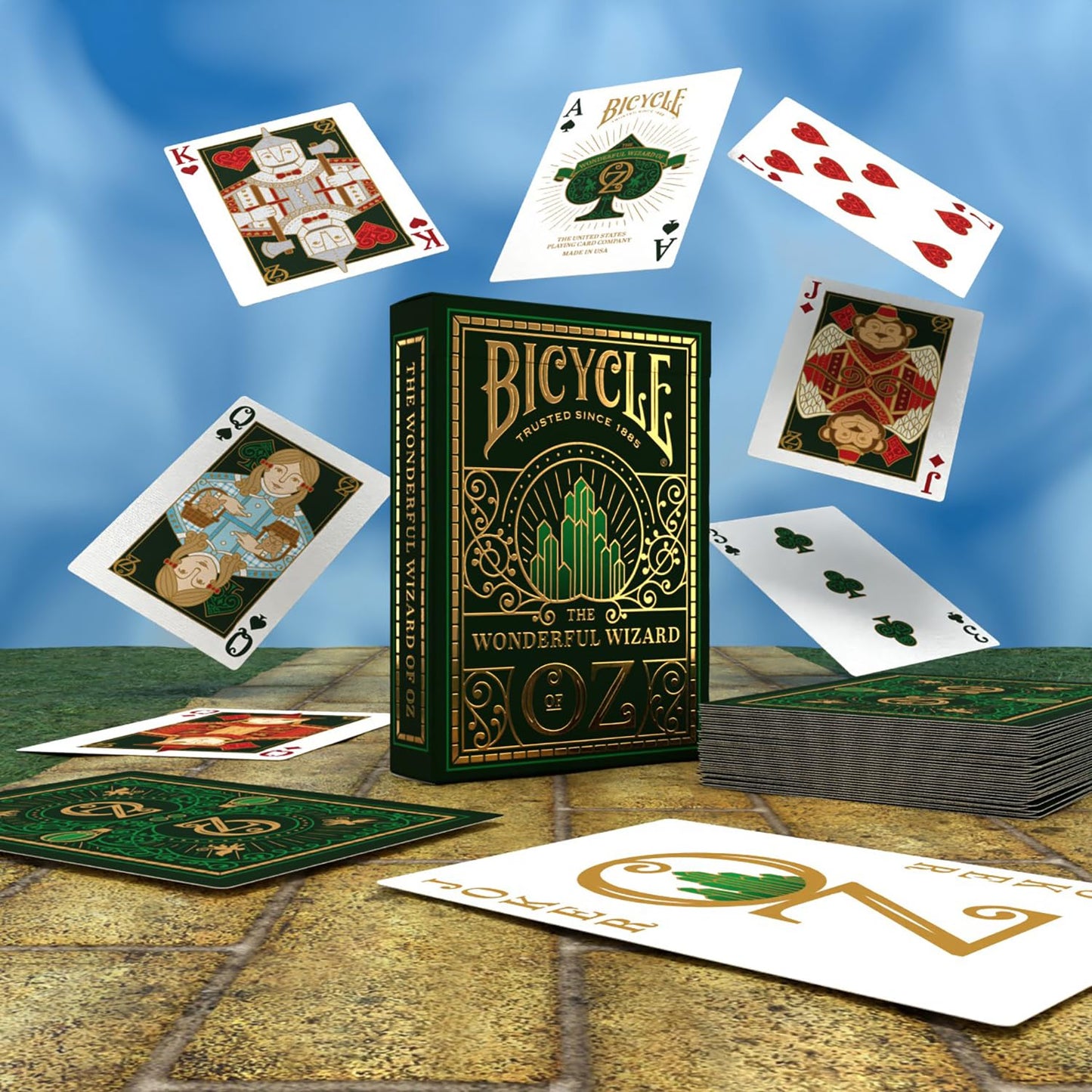 Wizard of Oz Playing Cards, Oz Inspired Playing Card Deck, Emerald and Gold, 1 Deck