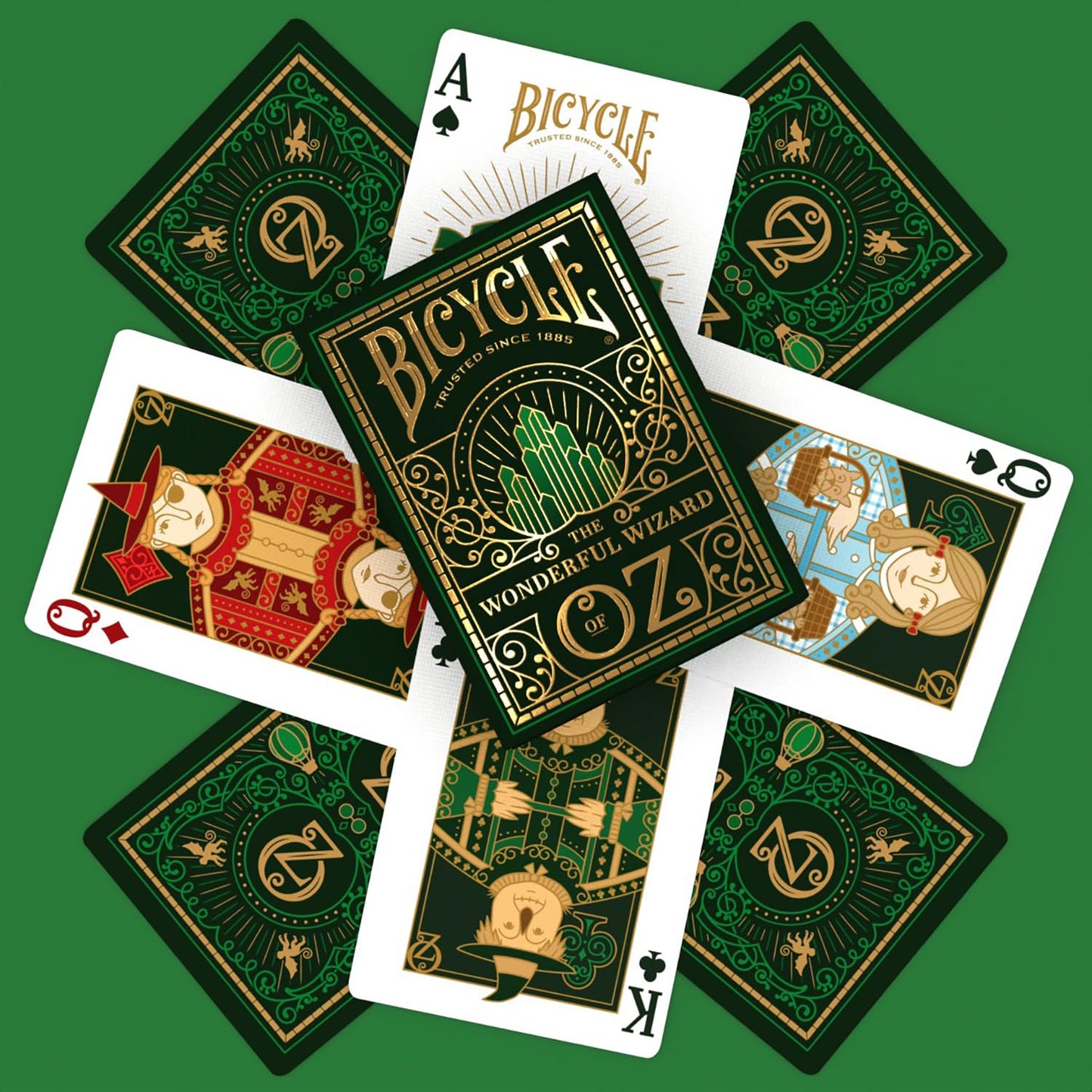 Wizard of Oz Playing Cards, Oz Inspired Playing Card Deck, Emerald and Gold, 1 Deck
