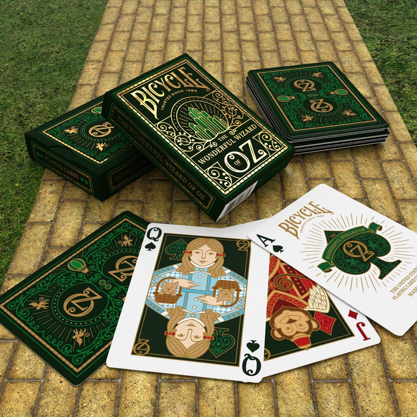 Wizard of Oz Playing Cards, Oz Inspired Playing Card Deck, Emerald and Gold, 1 Deck