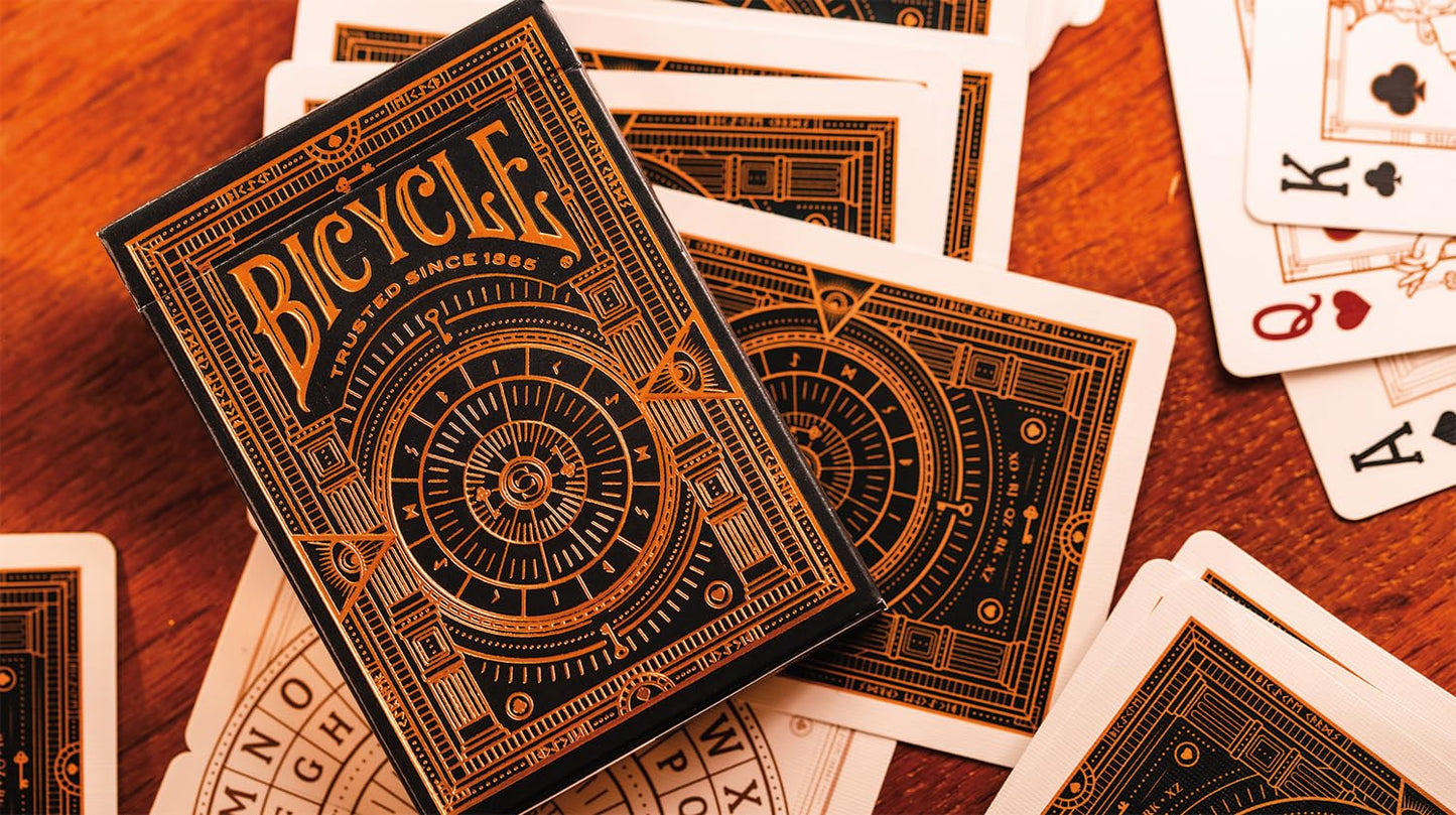 Cypher Premium Black Playing Cards, Gold Foil, Encrypted Messages in Playing Cards, 1 Deck