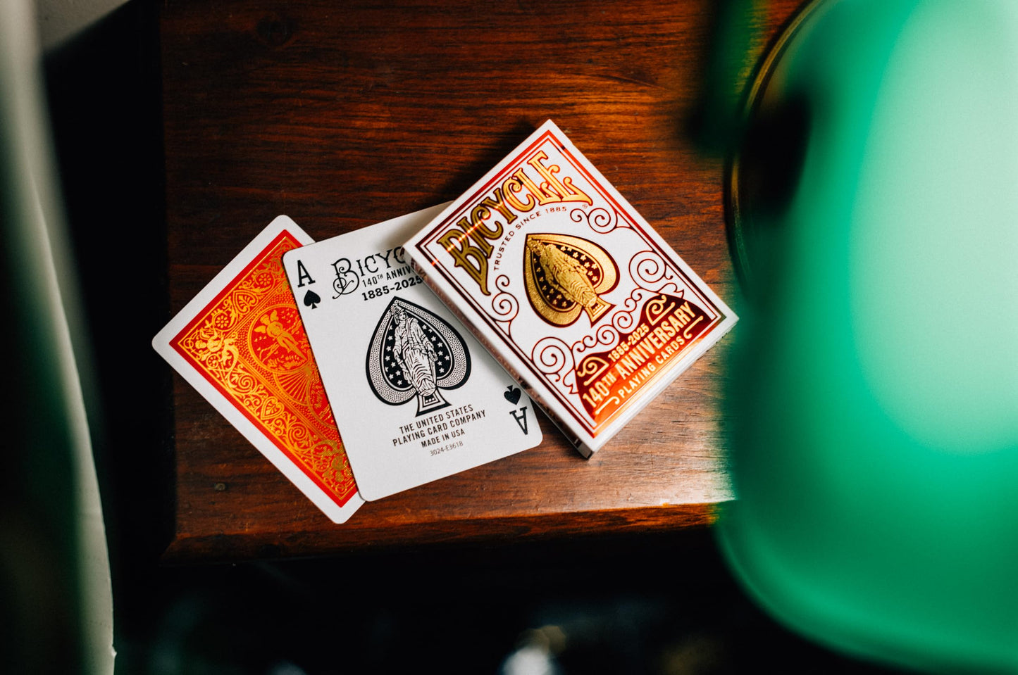 140th Year Anniversary Playing Cards, Red and Gold Foil, Historic 1885 Design, Special Edition, 1 Deck