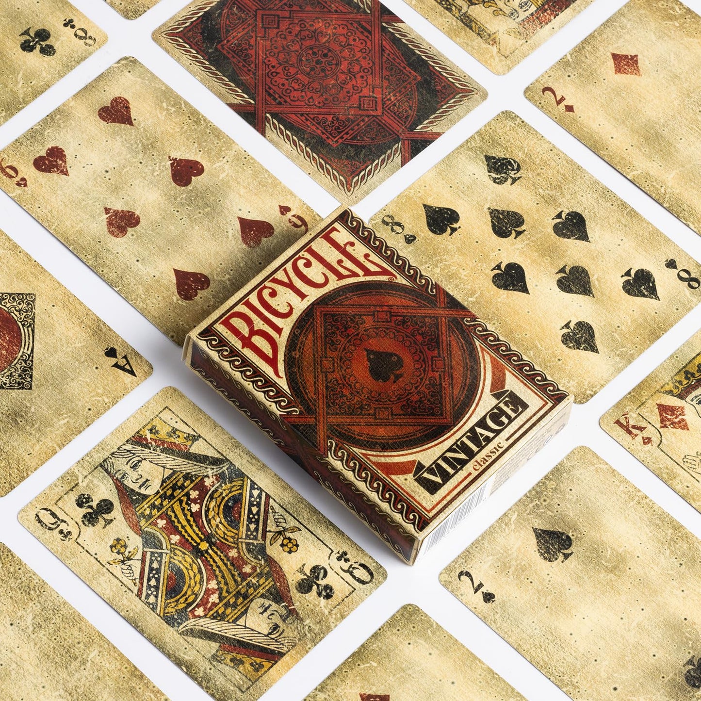 Fournier Bicycle Vintage Playing 1 Deck, Air Cushion Finish, Professional, Superb Handling & Durability, Gift for Card Collectors, Black & Red