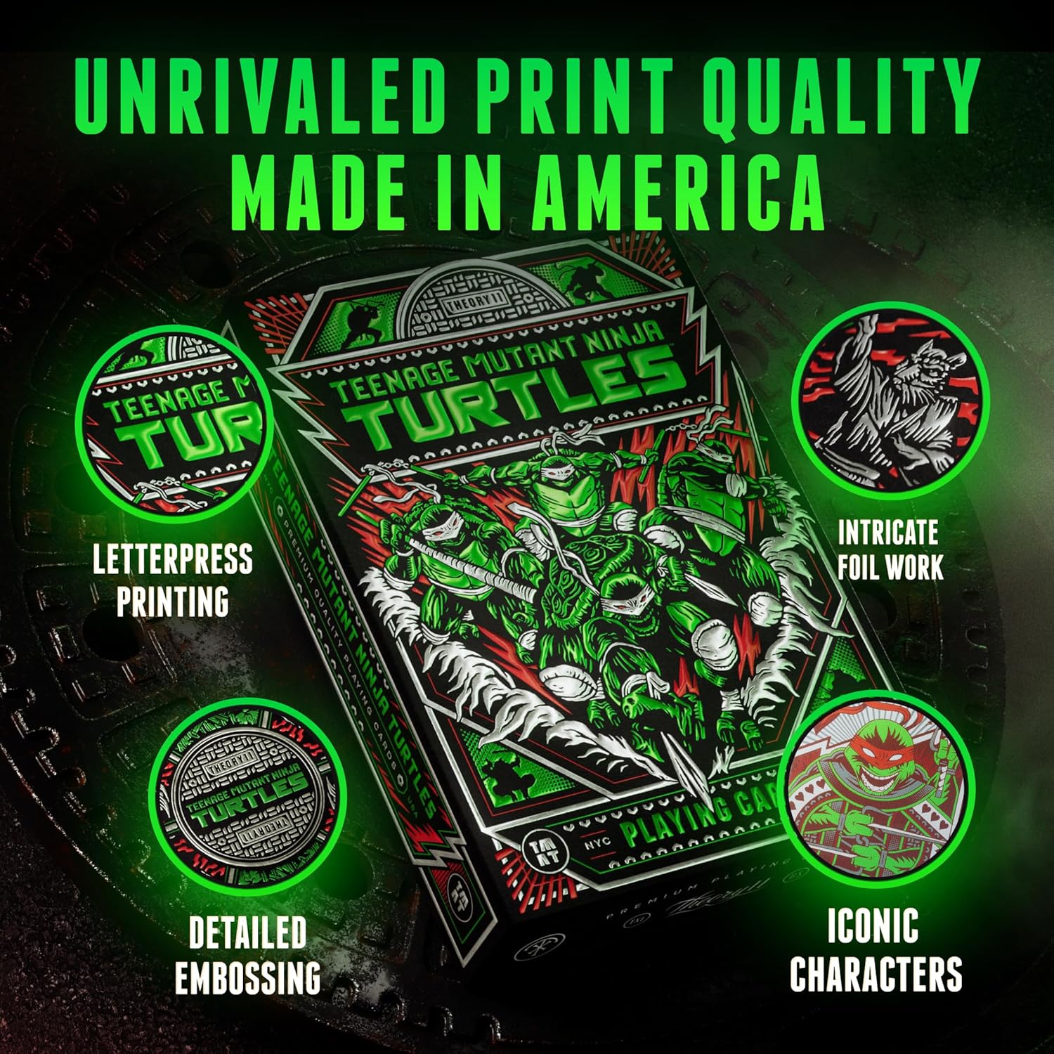 theory11 Teenage Mutant Ninja Turtles Premium Playing Cards, Poker Size Standard Index, Luxury Playing Cards