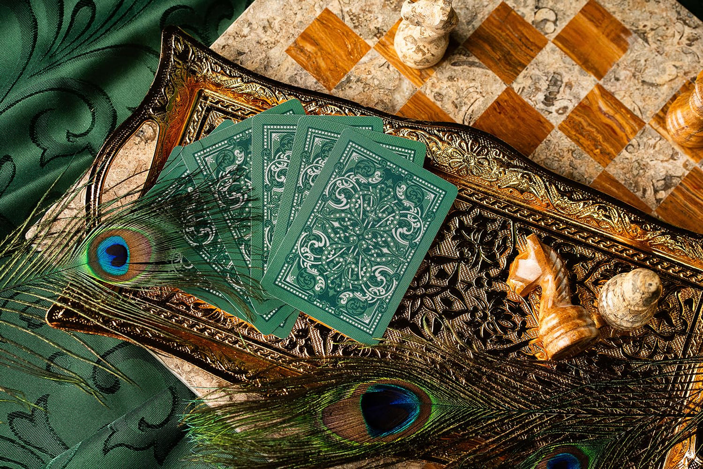 Jacquard Premium Playing Cards, Silver and Emerald Green, 1 Deck
