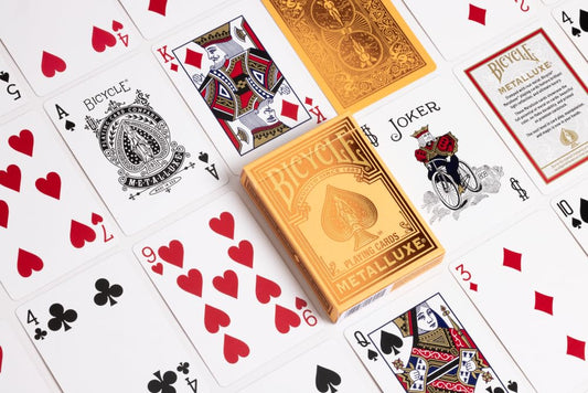 Metalluxe Orange Playing Cards - Premium Metal Foil Finish - Poker Size