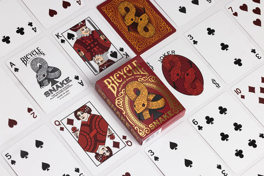 Chinese Zodiac Snake Playing Cards, Chinese New Year Edition, Red and Gold Card Deck