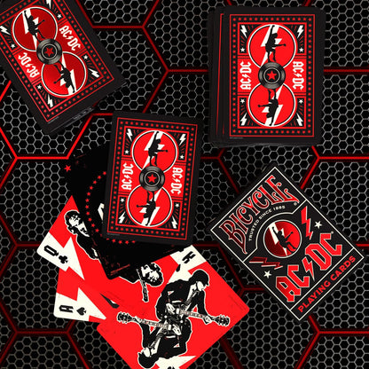 ACDC Playing Cards, Features Iconic ACDC Song Titles and Band Designs, Red and Black, 1 Deck
