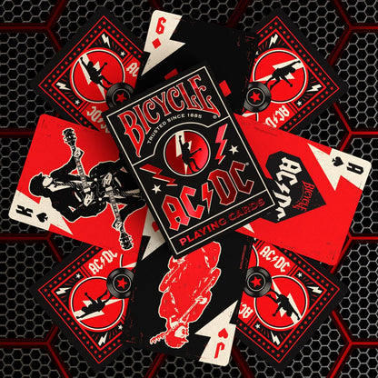 ACDC Playing Cards, Features Iconic ACDC Song Titles and Band Designs, Red and Black, 1 Deck