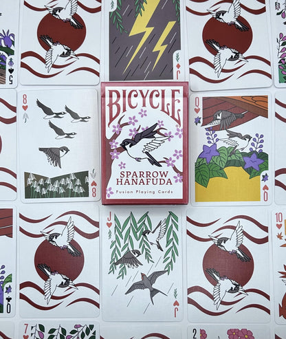 Sparrow Hanafuda Fusion Edition Playing Cards – Japanese-Inspired Poker Deck with Traditional Motifs | Play Poker, Rummy, Hanafuda & More | Artistic 52-Card Deck for Collectors
