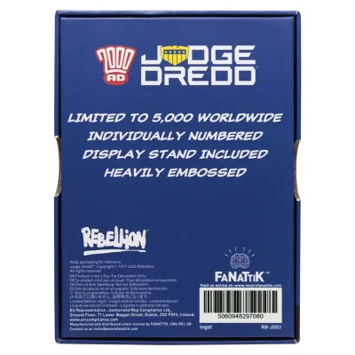 2000 AD Judge Dredd Comic Book Cover Ingot