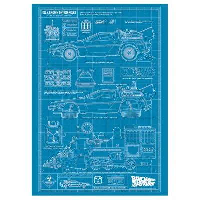 Back to the Future Time Machine Blueprint Art Print