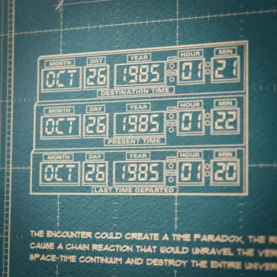 Back to the Future Time Machine Blueprint Art Print