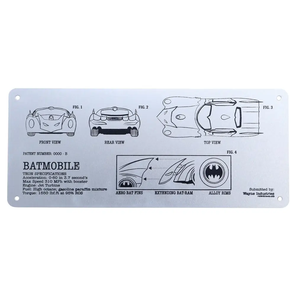 DC Batman Batmobile Schematic Fan-Plate