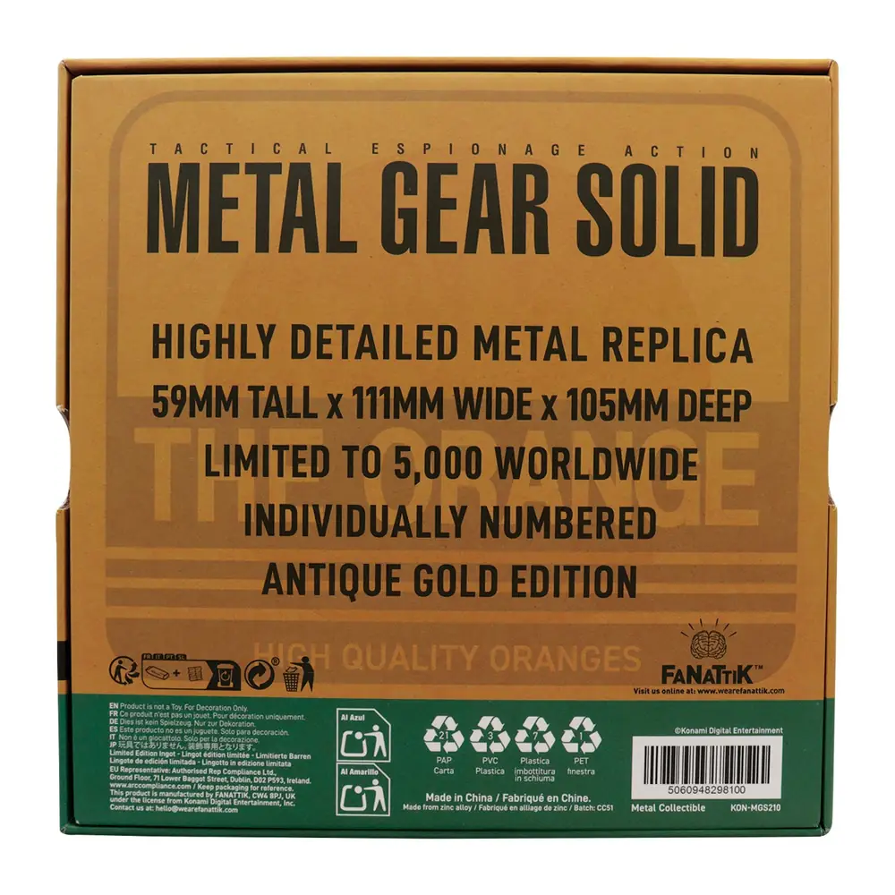 Metal Gear Solid 2 Replica Antique Gold Plated Cardboard Box