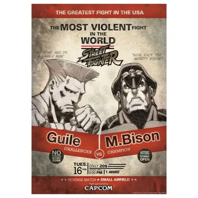 Street Fighter Limited Edition Art Print - A3 Guile Vs M Bison