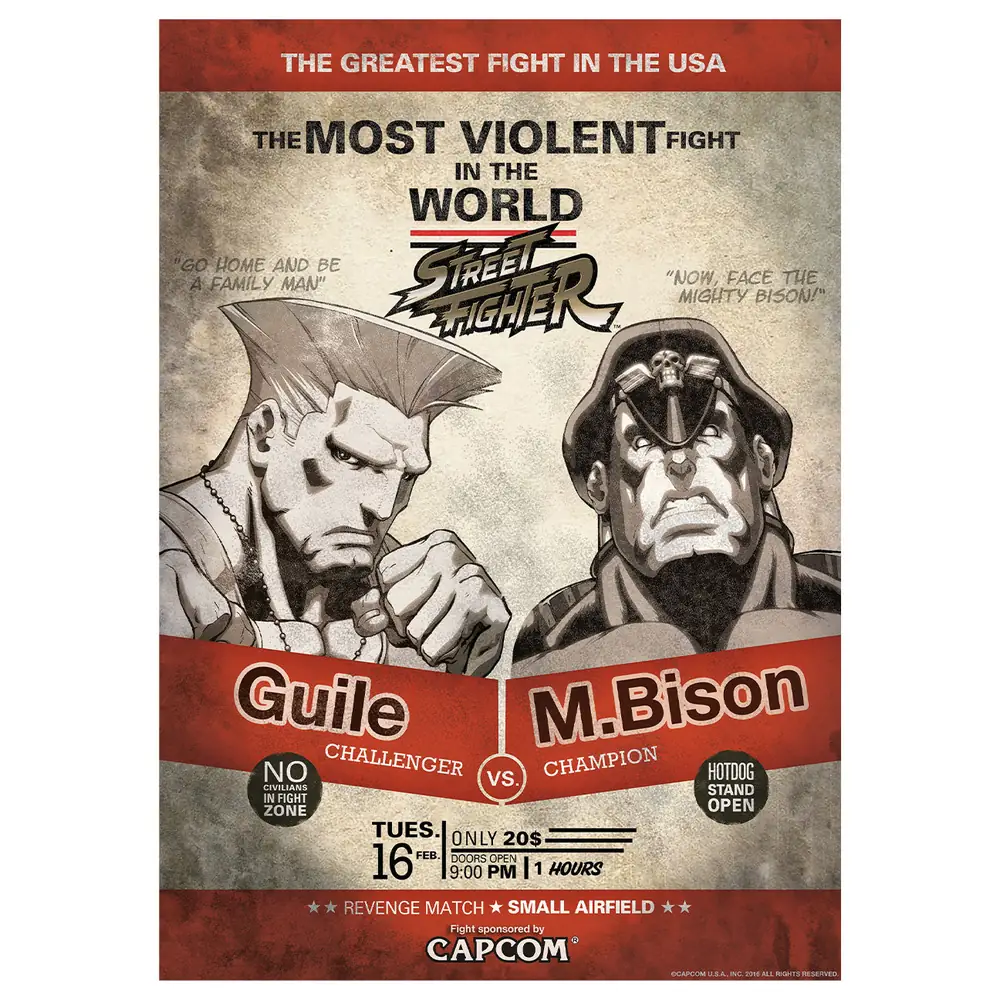 Street Fighter Limited Edition Art Print - A3 Guile Vs M Bison