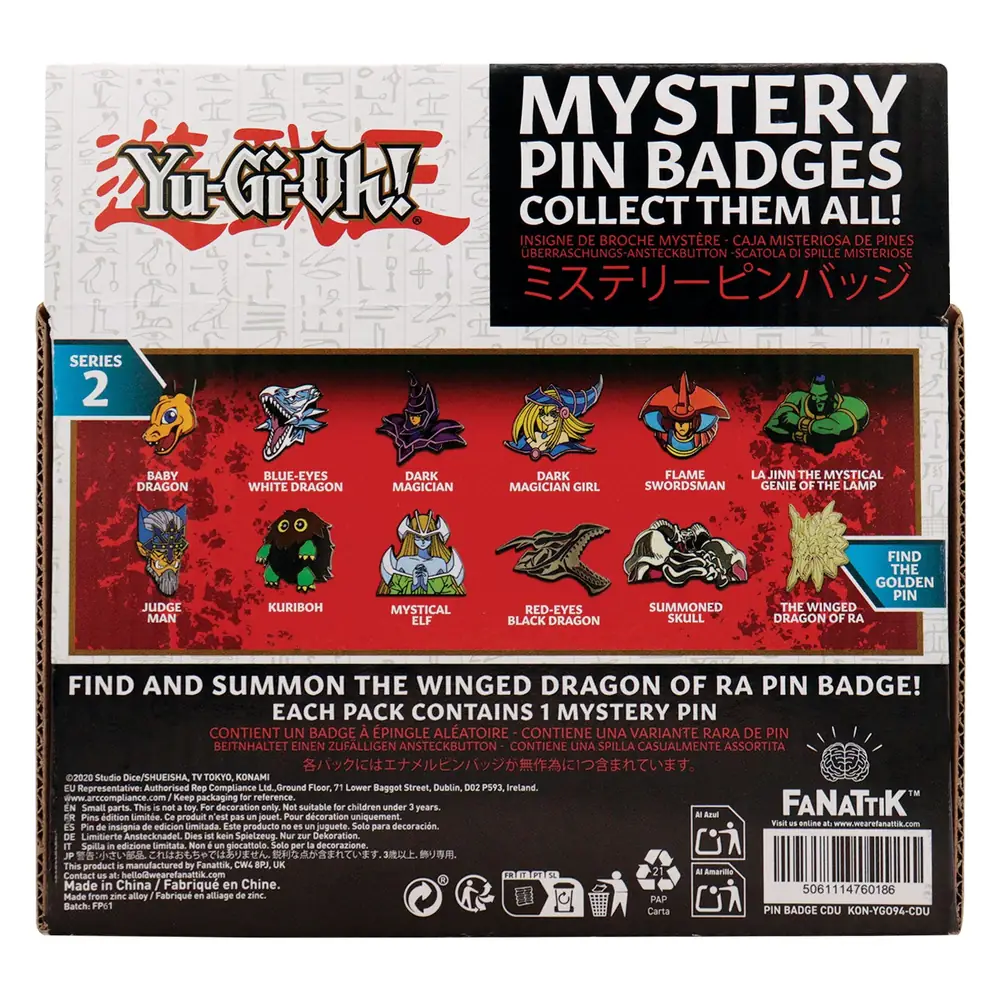 Yu-Gi-Oh! Mystery Pin Badge Volume 2 CDU Containing 12 Blind Boxes